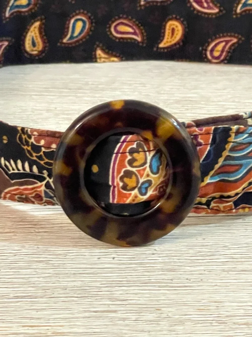 Vera Bradley Kensington Belt Brown Multi Paisley Fabric Tortoise Buckle